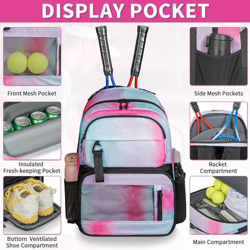 ANILD Tennis Bag Multi-Sport Tennis Racket Backpack for 2 Rackets with Ventilated Shoe Compartment for Men & Women in Saudi Arabia