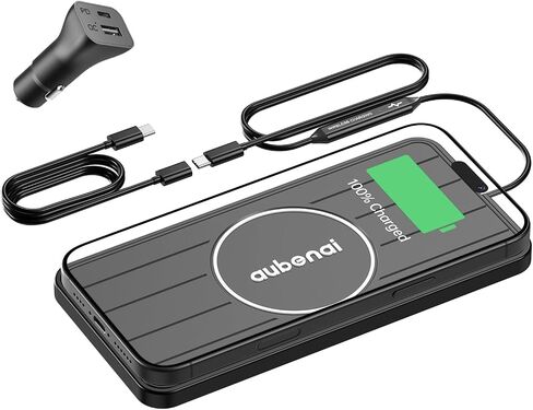 Wireless Car Charger Pad, 15W Fast Charging Pad with 70cm Extension Cable, Non Slip Car Wireless Phone Charger Mat Compatible with iPhone 16/15/14/13, AirPods, Samsung S25 S24(Extension USB-A) in Saudi Arabia