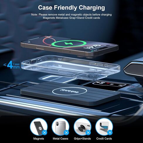 Wireless Car Charger Pad, 15W Fast Charging Pad with 70cm Extension Cable, Non Slip Car Wireless Phone Charger Mat Compatible with iPhone 16/15/14/13, AirPods, Samsung S25 S24(Extension USB-A) in Saudi Arabia