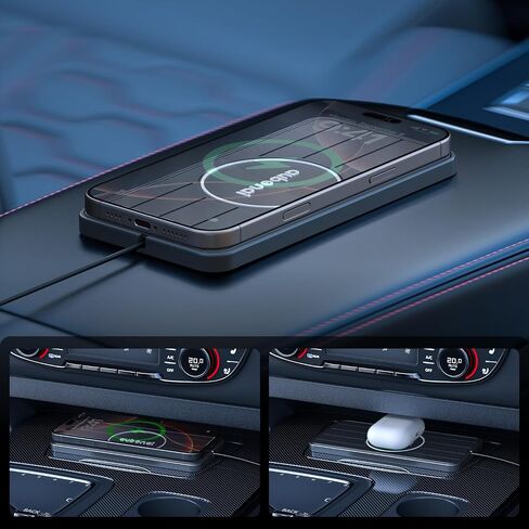 Wireless Car Charger Pad, 15W Fast Charging Pad with 70cm Extension Cable, Non Slip Car Wireless Phone Charger Mat Compatible with iPhone 16/15/14/13, AirPods, Samsung S25 S24(Extension USB-A) in Saudi Arabia