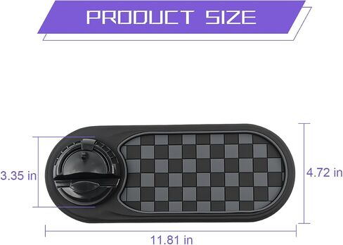 Multifunctional Car Anti-Slip Pad, 3 in 1 Rotatable Non-Slip Vehicle Dashboard Mat with Phone Holder & Temporary Parking Number, Dash Storage Pad for Key Gadget, Universal Fit (Grey/Black) in Kuwait