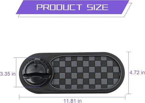 وسادة مضادة للانزلاق متعددة الوظائف ، 3 في 1 حصيرة لوحة مركبة غير قابلة للدوران مع حامل للهاتف ورقم وقوف السيارات المؤقت ، وسادة تخزين اندفاعة للأداة الرئيسية ، ملائمة عالمية (رمادي/أسود) in Kuwait