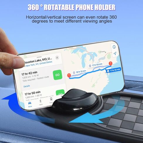 وسادة مضادة للانزلاق متعددة الوظائف ، 3 في 1 حصيرة لوحة مركبة غير قابلة للدوران مع حامل للهاتف ورقم وقوف السيارات المؤقت ، وسادة تخزين اندفاعة للأداة الرئيسية ، ملائمة عالمية (رمادي/أسود) in Kuwait