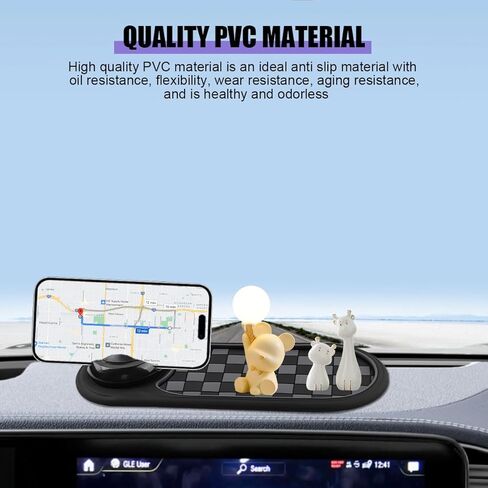 وسادة مضادة للانزلاق متعددة الوظائف ، 3 في 1 حصيرة لوحة مركبة غير قابلة للدوران مع حامل للهاتف ورقم وقوف السيارات المؤقت ، وسادة تخزين اندفاعة للأداة الرئيسية ، ملائمة عالمية (رمادي/أسود) in Kuwait