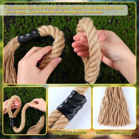 Deer Scent Rope Hemp Rope for Deer Mock Scrape System Rigid Hanging Attractant Scrape Licking Scent Rub Jute Anywhere for Hunting Accessories Hunter Gifts in Saudi Arabia