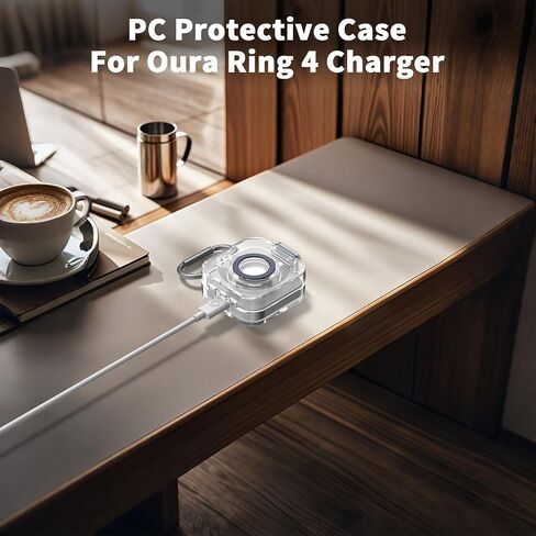 غطاء علبة بلاستيكي آمن متوافق مع شاحن Oura Ring Gen 4 ، حالة حماية محمولة لشاحن حلقة Oura Gen 4 مع Carabiner ، حالة وقائية فقط (Gunmetal) in Kuwait