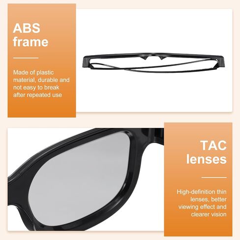 MECCANIXITY Polarized 3D Viewing Glasses, Passive Circular 3D Glasses for Anaglyph Movie Cinema Game TV Photo Projector Black in Saudi Arabia