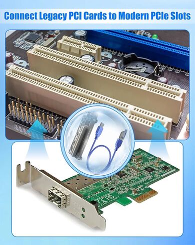 PCIe to PCI Adapter with USB 3.0 Cable Compatible with Audio Interfaces Video Capture Cards Industrial Devices, Dual/Single Slot Converter for Legacy PCI Cards in Saudi Arabia