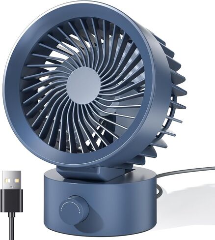 مروحة مكتب USB صغيرة هادئة ومرنة السرعة المرنة ضبط المعجبين المصغرين لسطح مكتب مسكن المكاتب المنزلية ، تبريد شخصي محمولة سفر سفر ، قم بتوصيله بالطاقة ، زرقاء in Kuwait
