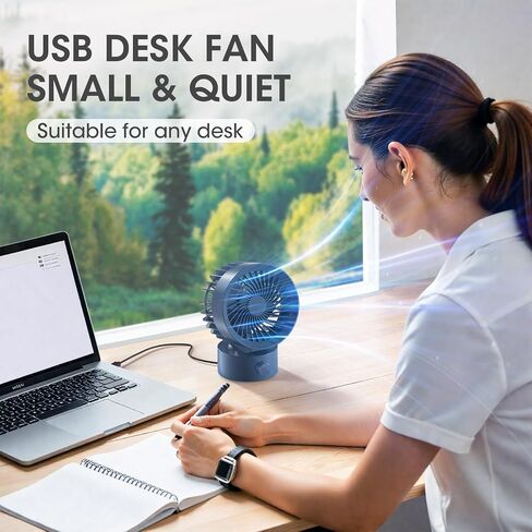 مروحة مكتب USB صغيرة هادئة ومرنة السرعة المرنة ضبط المعجبين المصغرين لسطح مكتب مسكن المكاتب المنزلية ، تبريد شخصي محمولة سفر سفر ، قم بتوصيله بالطاقة ، زرقاء in Kuwait