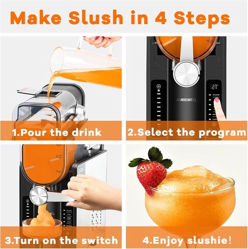 Slushie Machine for Home - 88oz No Ice Needed Frozen Drink & Slushy Maker with Auto-Clean, 6 Preset Programs (Margaritas, Frappés and More) & LED One-Touch 12h Reservation for Summer Party in Saudi Arabia