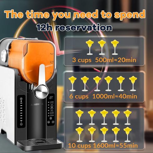 Slushie Machine for Home - 88oz No Ice Needed Frozen Drink & Slushy Maker with Auto-Clean, 6 Preset Programs (Margaritas, Frappés and More) & LED One-Touch 12h Reservation for Summer Party in Saudi Arabia