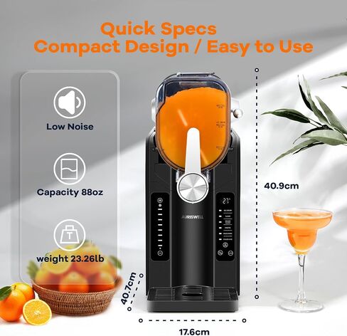 Slushie Machine for Home - 88oz No Ice Needed Frozen Drink & Slushy Maker with Auto-Clean, 6 Preset Programs (Margaritas, Frappés and More) & LED One-Touch 12h Reservation for Summer Party in Saudi Arabia