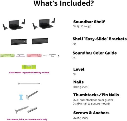 Hangsmart TV Soundbar Mount No Stud & No Drill Esclude Elugy ، DIY Universal Bar Bar Bracket ، يحمل ما يصل إلى 50 رطلاً ، ويحمل معظم أشرطة الصوت. (أسود) in Kuwait