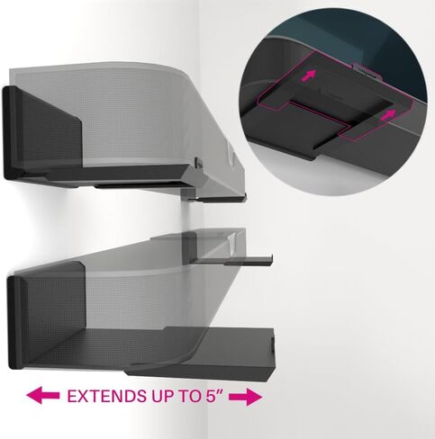 Hangsmart TV Soundbar Mount No Stud & No Drill Esclude Elugy ، DIY Universal Bar Bar Bracket ، يحمل ما يصل إلى 50 رطلاً ، ويحمل معظم أشرطة الصوت. (أسود) in Kuwait