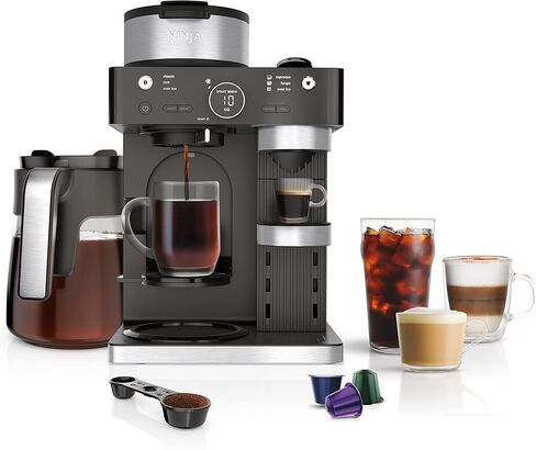 Ninja Espresso & Coffee Barista System, Single-Serve Coffee & Nespresso Capsule Compatible, 12-Cup Carafe, Built-in Frother, Black and Stainless Steel, CFN601C (Canadian Version) in Saudi Arabia