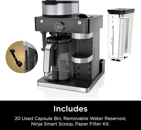 Ninja Espresso & Coffee Barista System, Single-Serve Coffee & Nespresso Capsule Compatible, 12-Cup Carafe, Built-in Frother, Black and Stainless Steel, CFN601C (Canadian Version) in Saudi Arabia