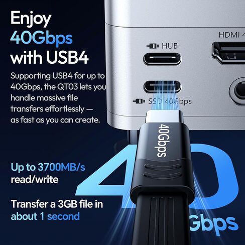 ULANZI QT03 Docking Station & Stand with NVME SSD Enclosure 40Gbps, 10-in-1 with 10 Gbps 4 USB C-A/Audio/4K HDMI/SSD/Hub/TF/SD Port Compatible with Mac mini M4, M4 Pro/Dell/HP/Lenovo/iPhone and More in Saudi Arabia