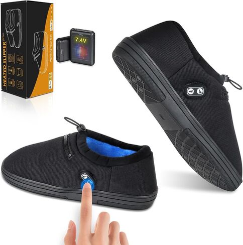 Amiable Heated Slippers, 7.4 V Foot Warmer with Independent Switches Electric Slippers with 5000mAh Rechargeable Battery Heated Shoes to Keep Feet Warm in Kuwait