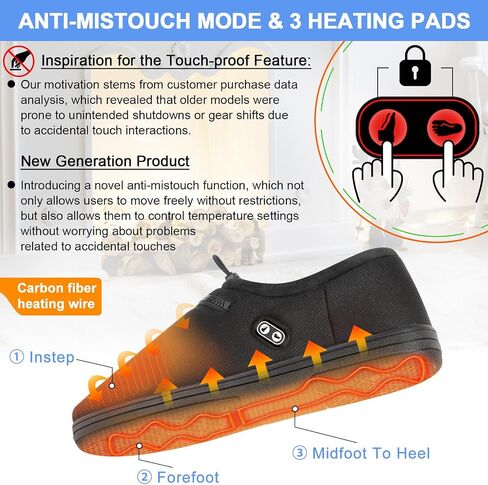 Amiable Heated Slippers, 7.4 V Foot Warmer with Independent Switches Electric Slippers with 5000mAh Rechargeable Battery Heated Shoes to Keep Feet Warm in Kuwait