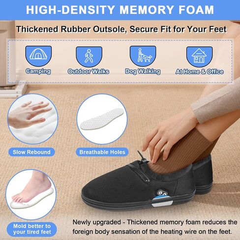 Amiable Heated Slippers, 7.4 V Foot Warmer with Independent Switches Electric Slippers with 5000mAh Rechargeable Battery Heated Shoes to Keep Feet Warm in Kuwait