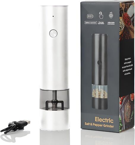 Electric Pepper Grinder,Electric Pepper Mill Grinder,Adjustable Coarseness,Efficient And Convenient,Easy To Clean,One Handed Operation,Type-C Rechargeable, A Reliable Assistant In The Kitchen(Black) in Kuwait