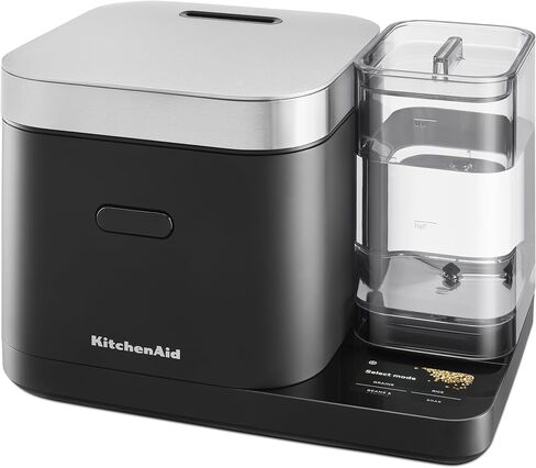 KitchenAid Grain and Rice Cooker 8 Cup with Automatically Sensing Integrated Scale + Water Tank, KGC3155, Black Matte in Saudi Arabia