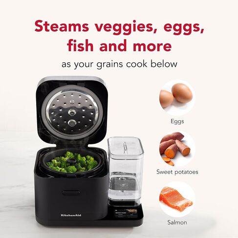 KitchenAid Grain and Rice Cooker 8 Cup with Automatically Sensing Integrated Scale + Water Tank, KGC3155, Black Matte in Saudi Arabia