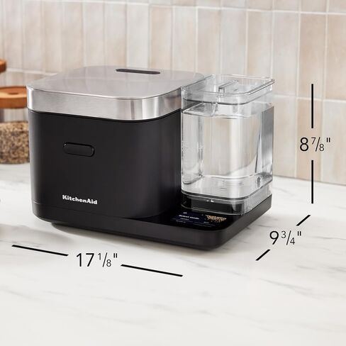 KitchenAid Grain and Rice Cooker 8 Cup with Automatically Sensing Integrated Scale + Water Tank, KGC3155, Black Matte in Saudi Arabia