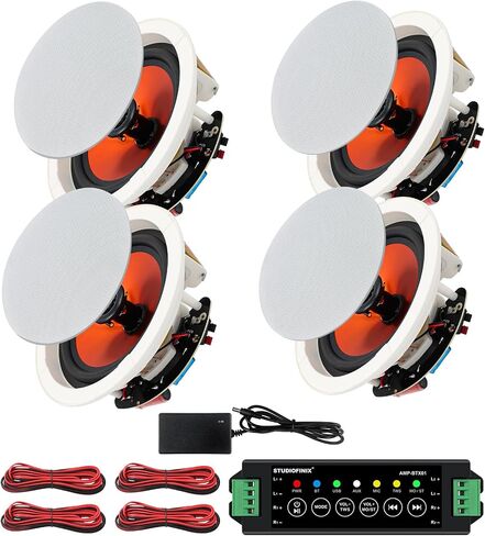 STUDIOFINIX 6.5 Inch Bluetooth Ceiling Speakers,600W Wired Recessed Speaker System, Ideal for Home Theater, Living Room,Office,Kichten,Study Room,Basement,Covered Patio and Flush Mount (4 Speakers) in Saudi Arabia