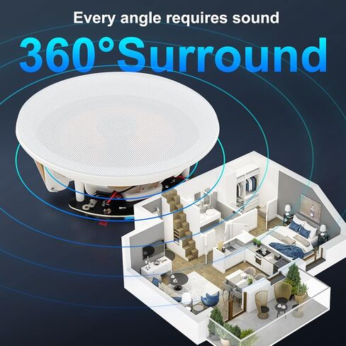 STUDIOFINIX 6.5 Inch Bluetooth Ceiling Speakers,600W Wired Recessed Speaker System, Ideal for Home Theater, Living Room,Office,Kichten,Study Room,Basement,Covered Patio and Flush Mount (4 Speakers) in Saudi Arabia