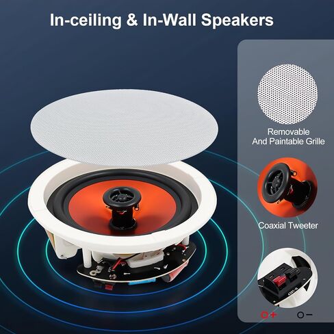 STUDIOFINIX 6.5 Inch Bluetooth Ceiling Speakers,600W Wired Recessed Speaker System, Ideal for Home Theater, Living Room,Office,Kichten,Study Room,Basement,Covered Patio and Flush Mount (4 Speakers) in Saudi Arabia