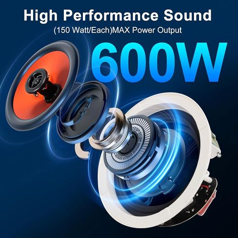 STUDIOFINIX 6.5 Inch Bluetooth Ceiling Speakers,600W Wired Recessed Speaker System, Ideal for Home Theater, Living Room,Office,Kichten,Study Room,Basement,Covered Patio and Flush Mount (4 Speakers) in Saudi Arabia
