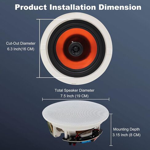 STUDIOFINIX 6.5 Inch Bluetooth Ceiling Speakers,600W Wired Recessed Speaker System, Ideal for Home Theater, Living Room,Office,Kichten,Study Room,Basement,Covered Patio and Flush Mount (4 Speakers) in Saudi Arabia