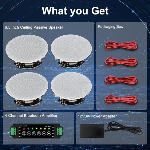STUDIOFINIX 6.5 Inch Bluetooth Ceiling Speakers,600W Wired Recessed Speaker System, Ideal for Home Theater, Living Room,Office,Kichten,Study Room,Basement,Covered Patio and Flush Mount (4 Speakers) in Saudi Arabia