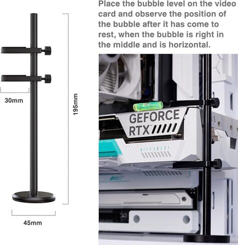 GPU Support Bracket, Adjustable Anti Sag Graphics Card Support Bracket, GPU Stand, Aluminum Anti Sag Video Card Holder Stand with Hidden Magnet and Anti-Slip Pad (Black) in Saudi Arabia
