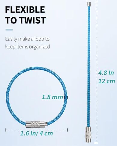 Uniclife 4 Inch Wire Keychain Cable Large Stainless Steel Key Ring Loop Holder for Luggage Tag Keeper for Travel in Saudi Arabia