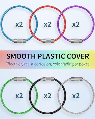Uniclife 4 Inch Wire Keychain Cable Large Stainless Steel Key Ring Loop Holder for Luggage Tag Keeper for Travel in Saudi Arabia