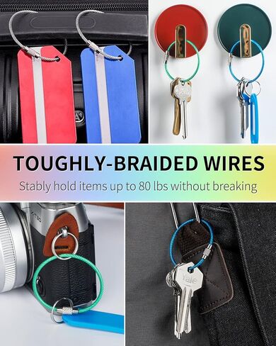 Uniclife 4 Inch Wire Keychain Cable Large Stainless Steel Key Ring Loop Holder for Luggage Tag Keeper for Travel in Saudi Arabia