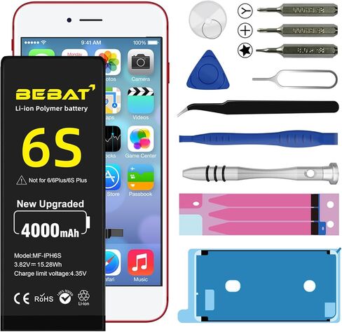 Replacement for iPhone 6S Battery, 4000mAh High Capacity Li-ion Polymer Replacement Battery for Model A1633 A1688 A1700 with Complete Professional Repair Tool in Kuwait