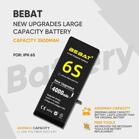 Replacement for iPhone 6S Battery, 4000mAh High Capacity Li-ion Polymer Replacement Battery for Model A1633 A1688 A1700 with Complete Professional Repair Tool in Kuwait