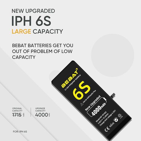 Replacement for iPhone 6S Battery, 4000mAh High Capacity Li-ion Polymer Replacement Battery for Model A1633 A1688 A1700 with Complete Professional Repair Tool in Kuwait