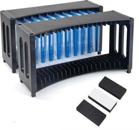 alavisxf xx CD Storage Rack, Upgrade 2 Pack Stackable ABS CD Storage Organizer Can Hold 40 Slim CD Jewel Cases, CD Organizer Holder Rack for Home, Office, Movie Music Room (CD Rack) in Kuwait