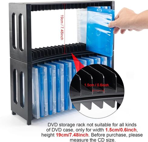 alavisxf xx CD Storage Rack, Upgrade 2 Pack Stackable ABS CD Storage Organizer Can Hold 40 Slim CD Jewel Cases, CD Organizer Holder Rack for Home, Office, Movie Music Room (CD Rack) in Kuwait