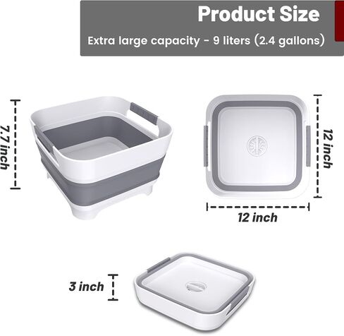 Collapsible Dish Basin, 9L Capacity, Portable Sink for Kitchen, Camping, RV, Gray (Green) in Saudi Arabia