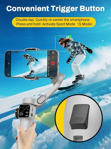 AOCHUAN Gimbal Stabilizer for iPhone w/Bluetooth Remote, 3-axis Phone Stabilizer w/7.8" Extension Rod, AI Face Tracking Smartphone Gimbal, Gesture Control for Video Shooting - Smart V8 Kit Black in Saudi Arabia