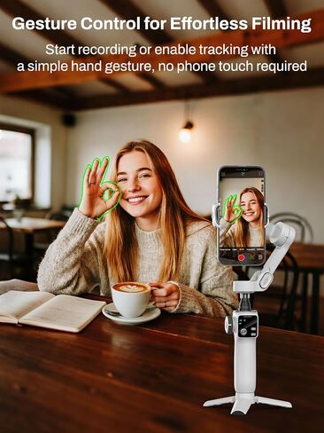 AOCHUAN Gimbal Stabilizer for iPhone w/Bluetooth Remote, 3-axis Phone Stabilizer w/7.8" Extension Rod, AI Face Tracking Smartphone Gimbal, Gesture Control for Video Shooting - Smart V8 Kit Black in Saudi Arabia