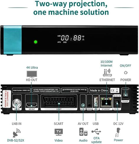 صندوق استقبال S2X STELLITE S2X لـ VCM ACM HEVC MAIN 10 لتجربة التلفزيون الذكي in Saudi Arabia