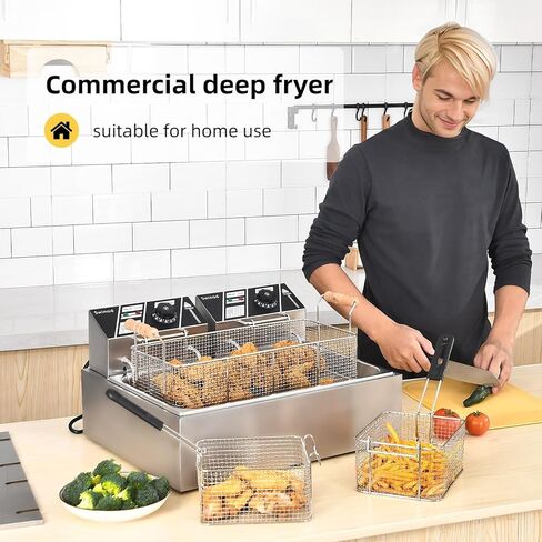 Electric Deep Fryer with Basket for Home Use, Countertop Deep Fryer 1700w Powerful Performance 4.2Qt Capacity Stainless Steel Oil Fryer in Saudi Arabia
