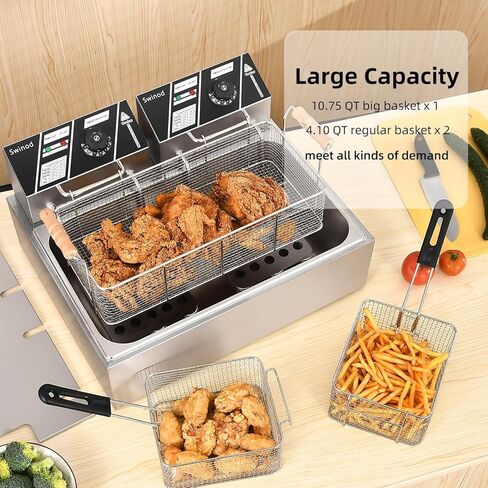 Electric Deep Fryer with Basket for Home Use, Countertop Deep Fryer 1700w Powerful Performance 4.2Qt Capacity Stainless Steel Oil Fryer in Saudi Arabia